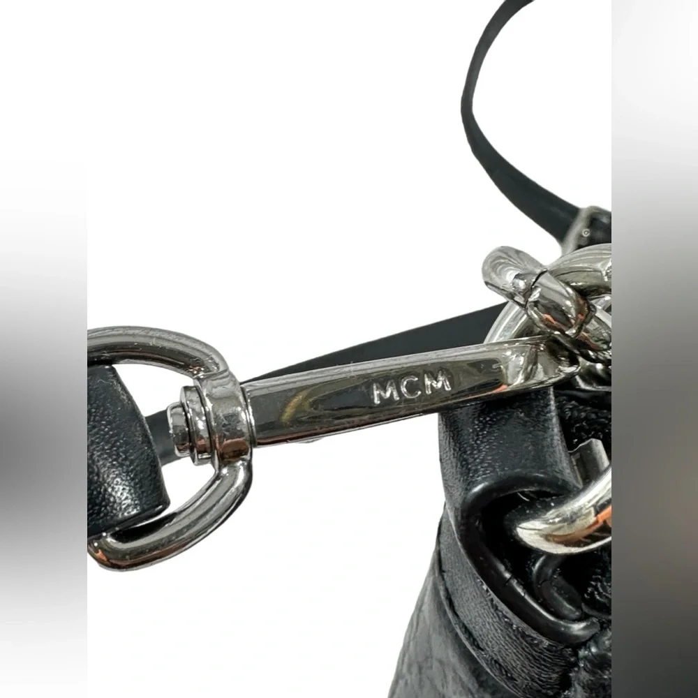 MCM  Michael Cromer Delmy Visetos Mini signature black shoulder bag chain - Picture 10 of 16